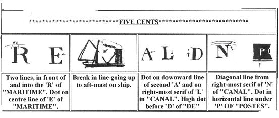 Suez Canal Stamps - Plating Characteristics - 5 Cents